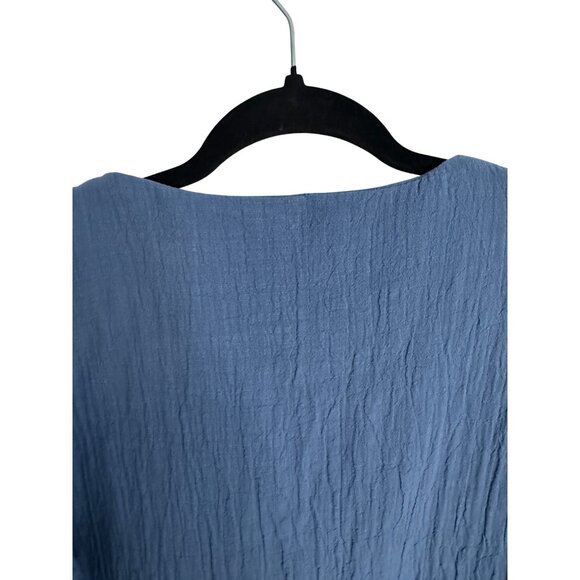 2/$25 ZARA Blue Medium Textured Long Sleeve Romper Double Tie Neck Detail - Picture 7 of 13